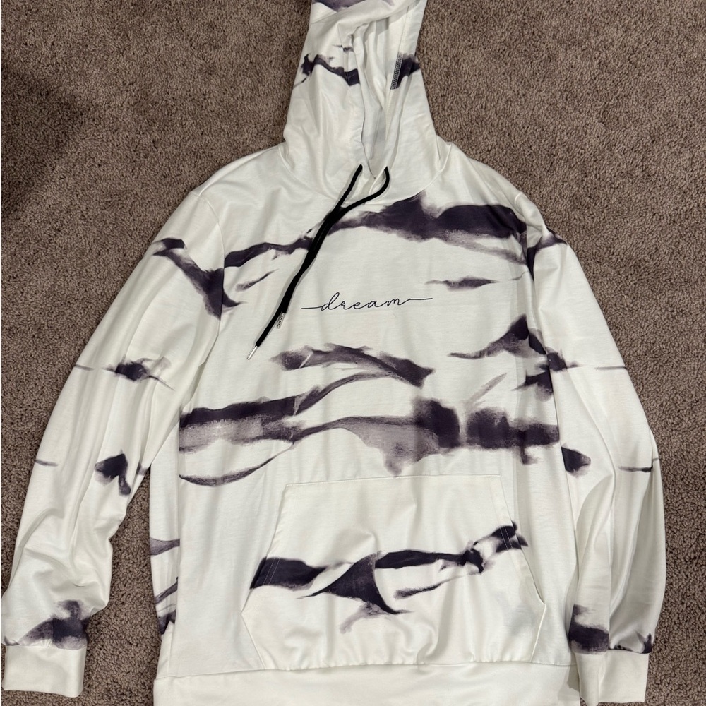 Dream White and Black Tie-Dye Hoodie